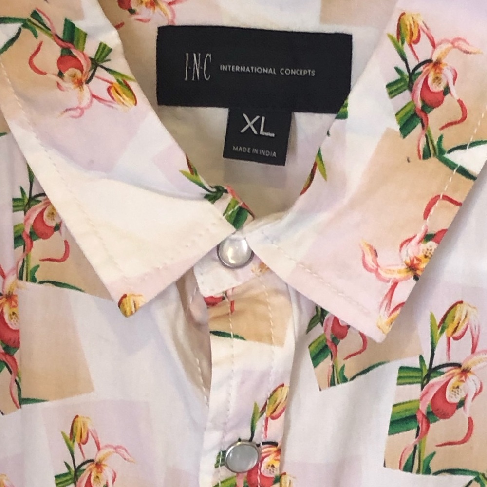 EUC Western Flare I.N.C. Floral Pearl Snaps 100% Cotton XL Casual Aloha Shirt A - Picture 2 of 5